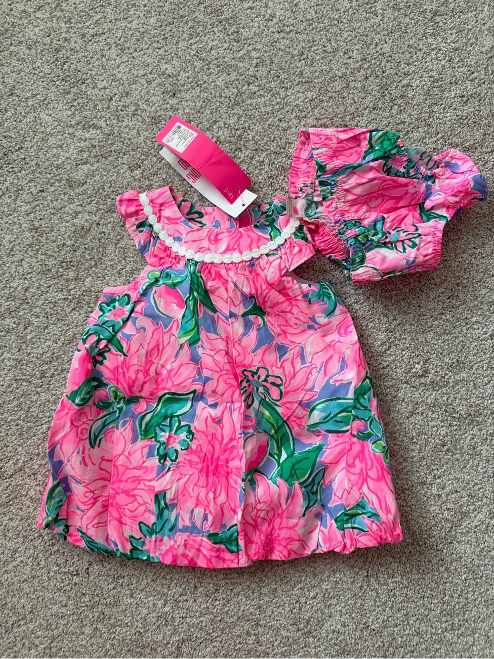 Lilly Pulitzer Pink Floral Sundress with Green Accents